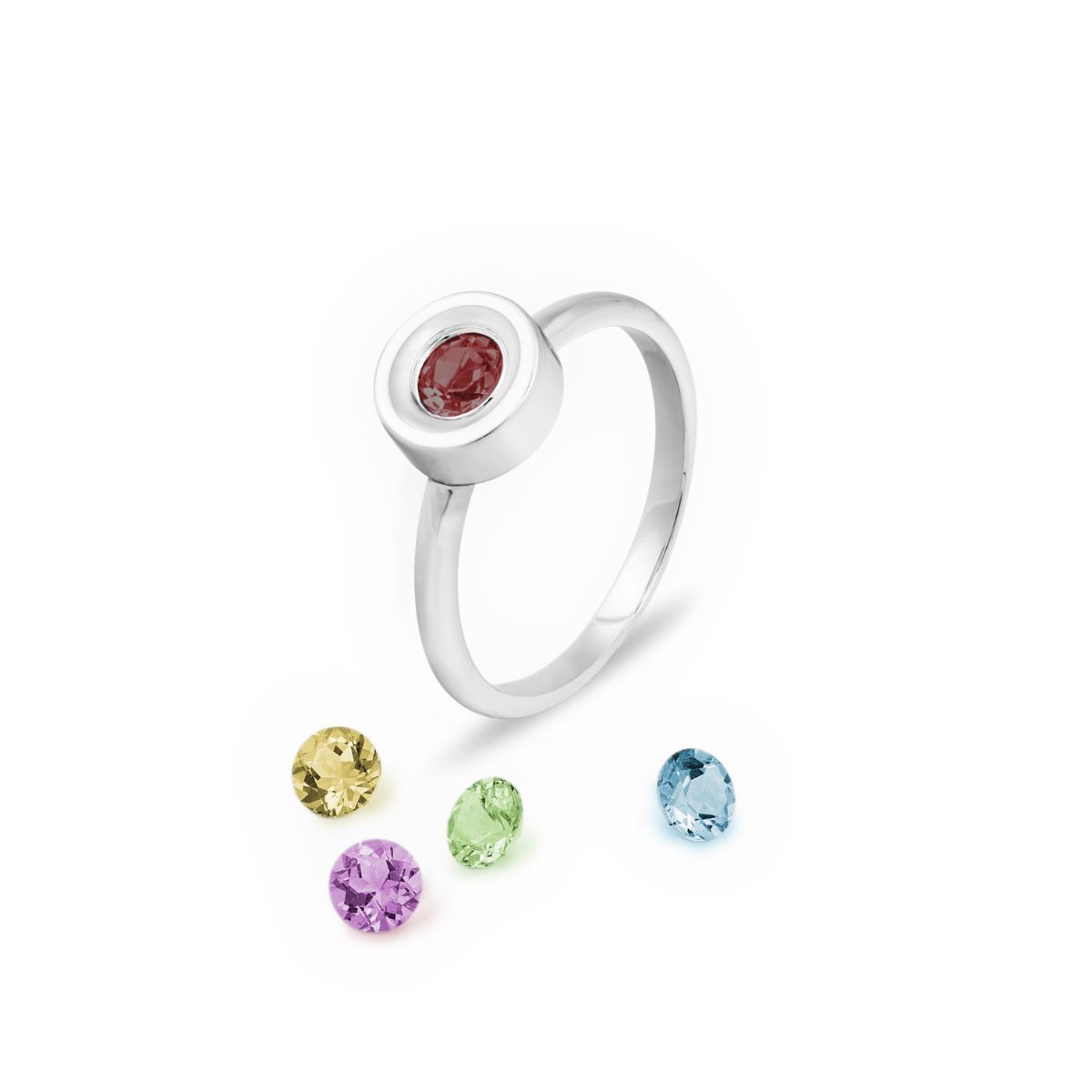 ANILLO PLATA Y GRANATE NATURAL