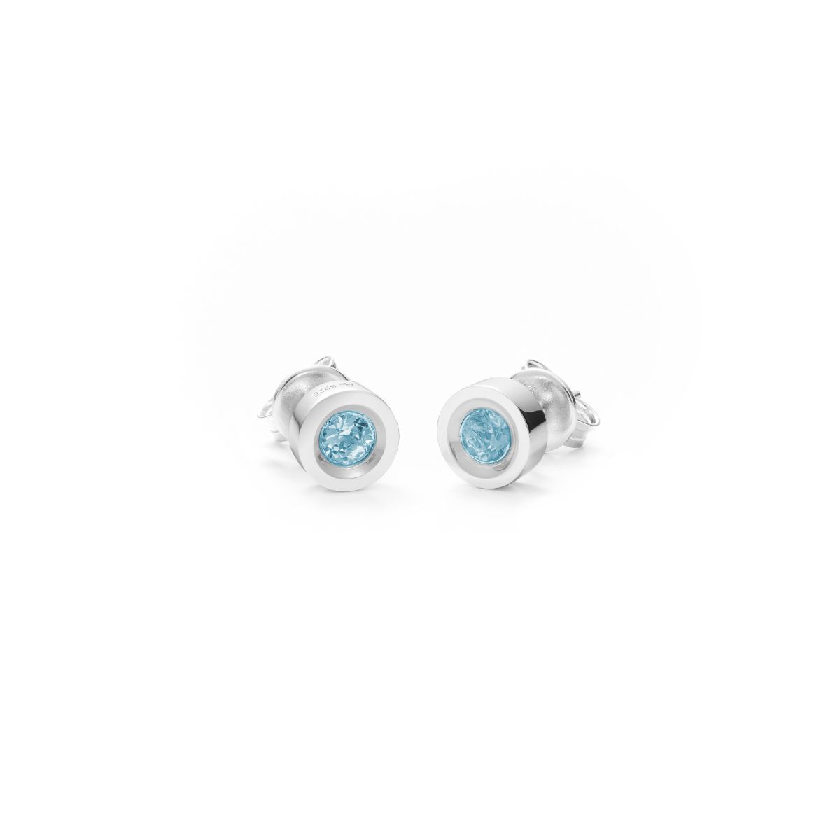 PENDIENTES PEQUEÑOS PLATA Y TOPACIO AZUL NATURAL