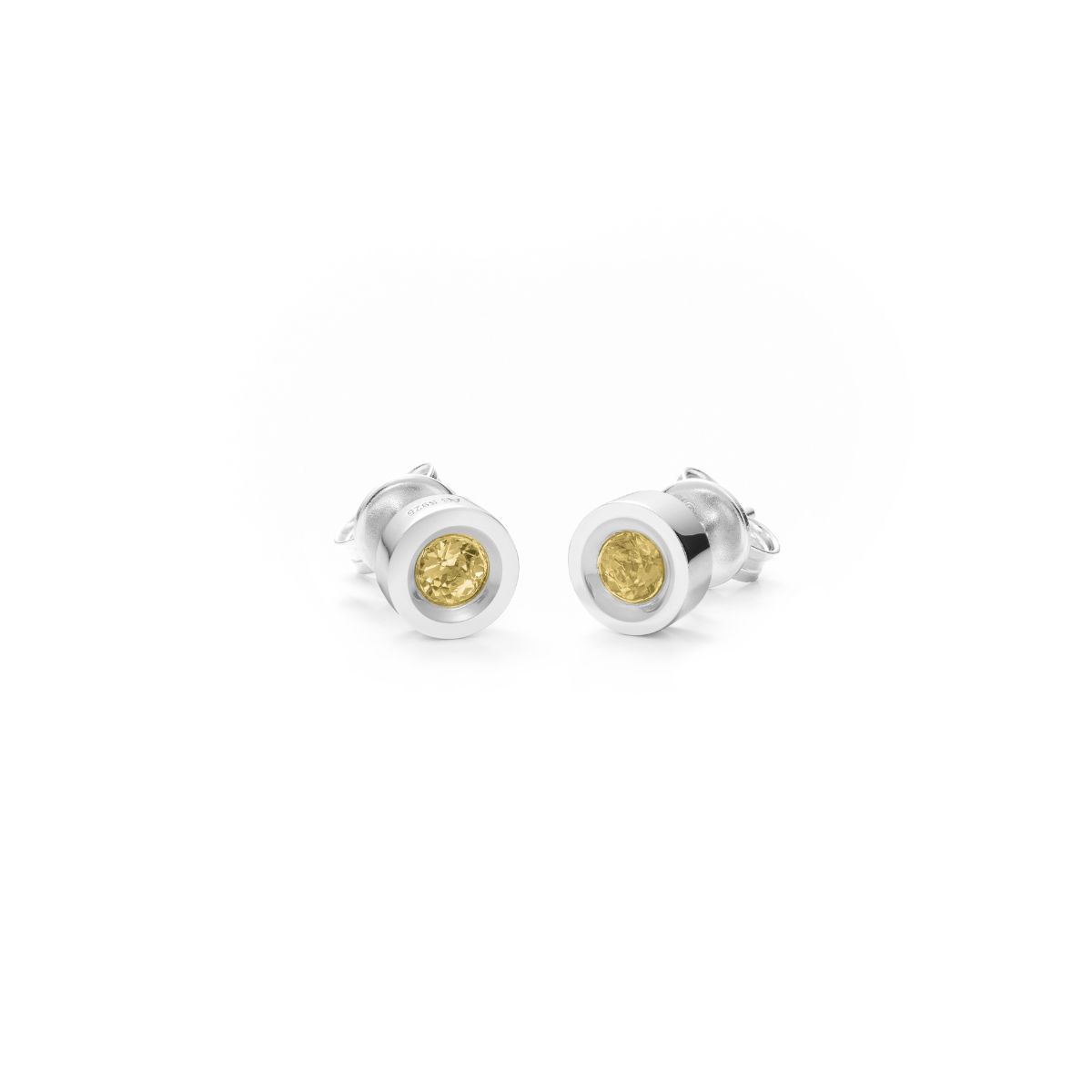 PENDIENTES PEQUEÑOS PLATA Y CITRINO NATURAL