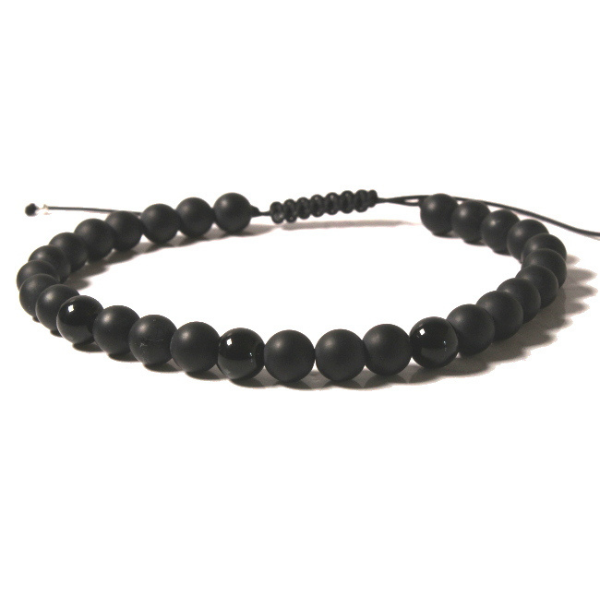 PULSERA PLATA Y ONIX MATE 19 CM.