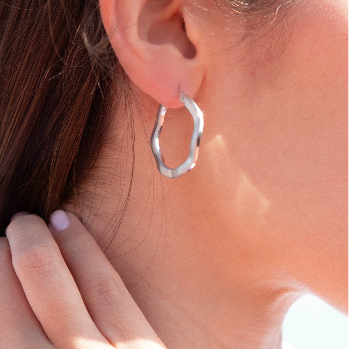 PENDIENTES DE PLATA ONDULADOS MATE/BRILLO 25MM. Ø