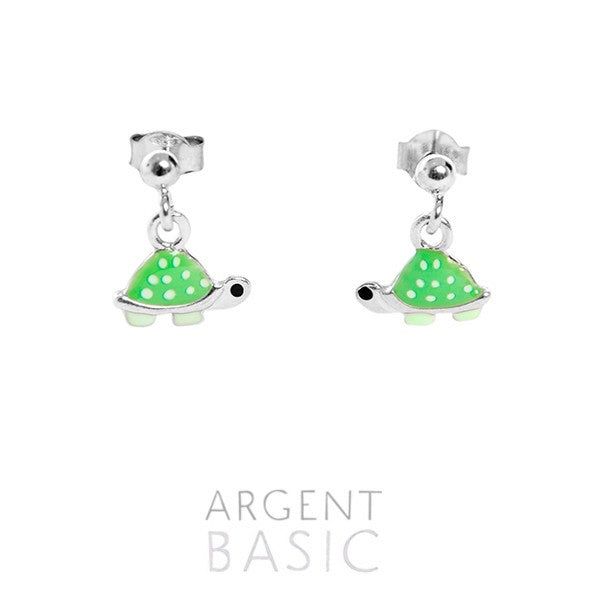 PENDIENTES KIDS TORTUGA PLATA Y ESMALTE
