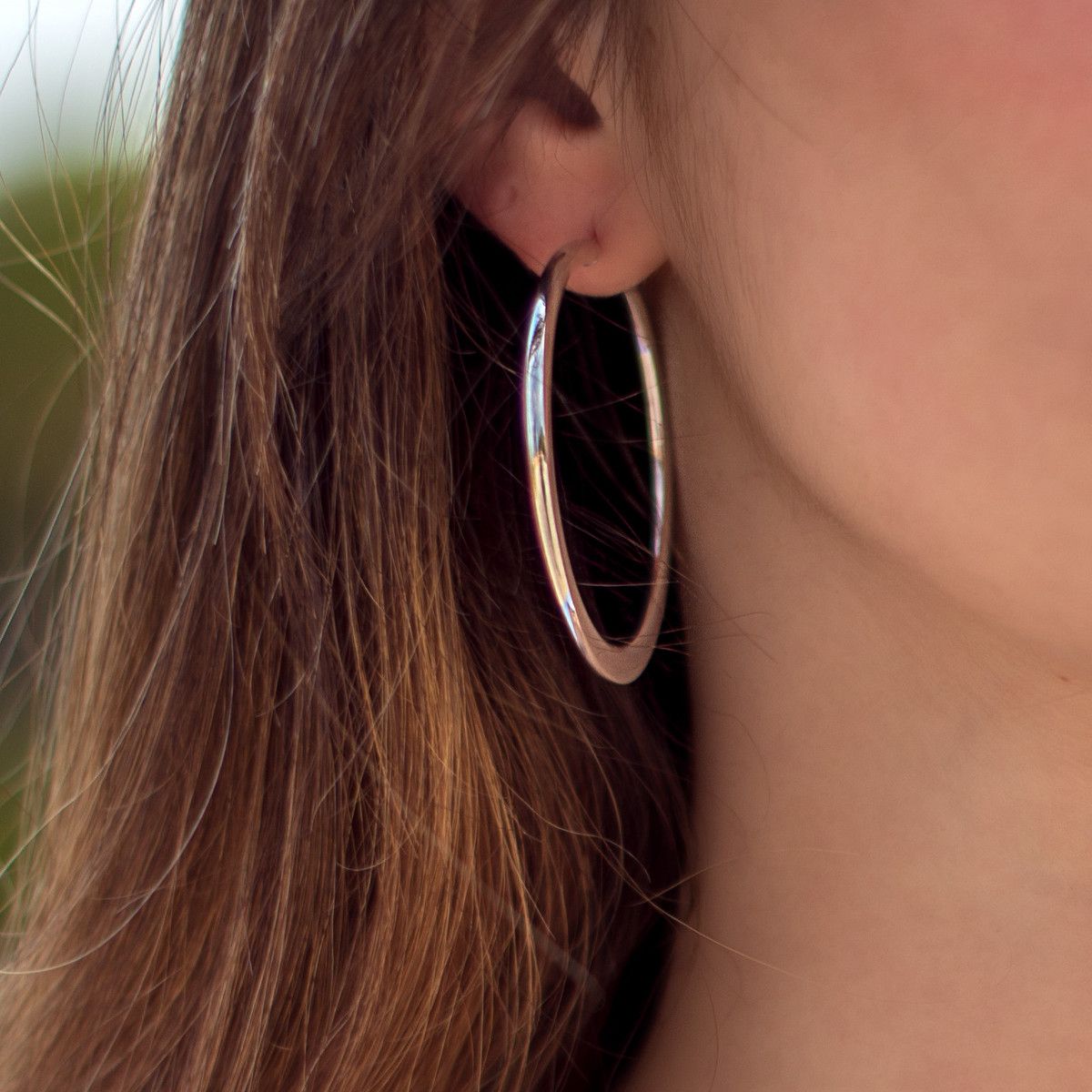 PENDIENTES PLANOS DE PLATA 37MM. Ø