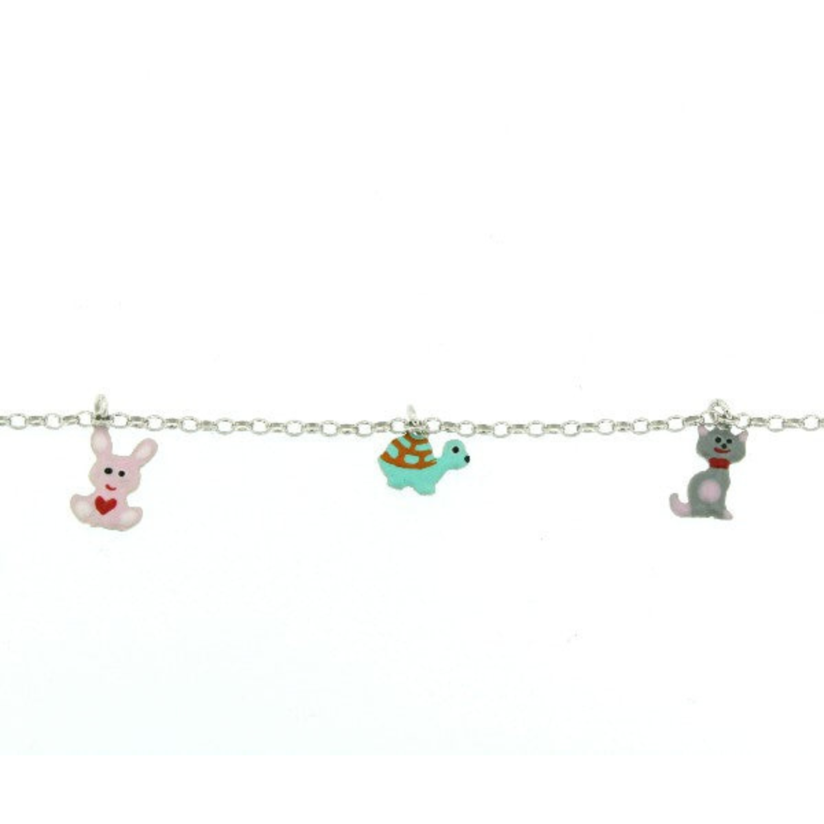 PULSERA KIDS PLATA CONEJO-TORTUGA-GATO