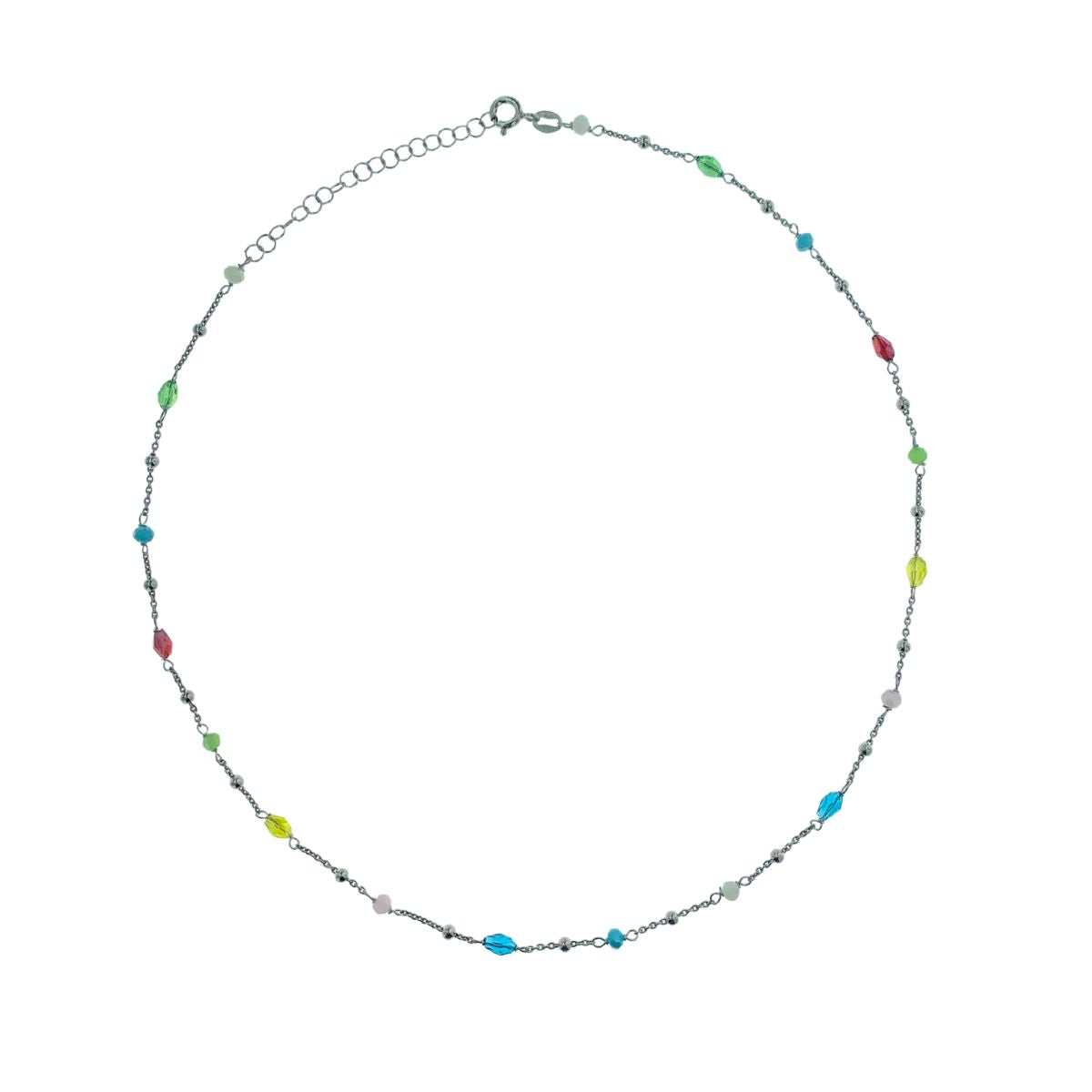 COLLAR PLATA Y PIEDRAS DE COLORES