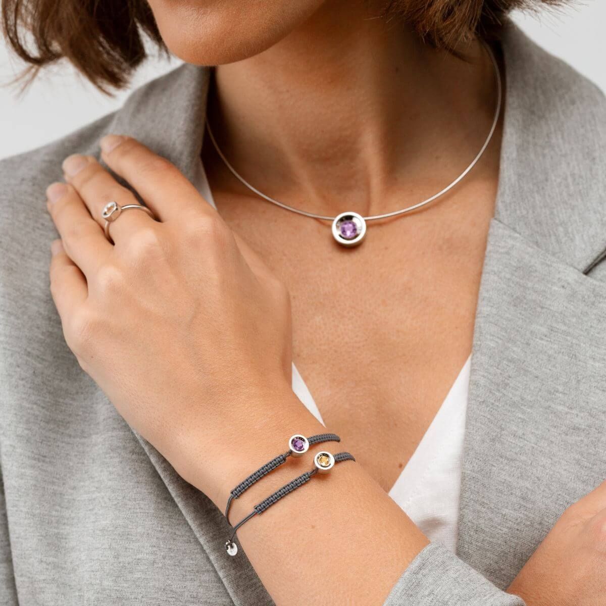 PULSERA MACRAME Y AMATISTA NATURAL