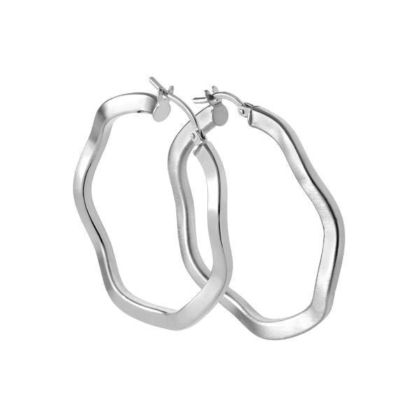 PENDIENTES DE PLATA ONDULADOS MATE/BRILLO 30MM. Ø