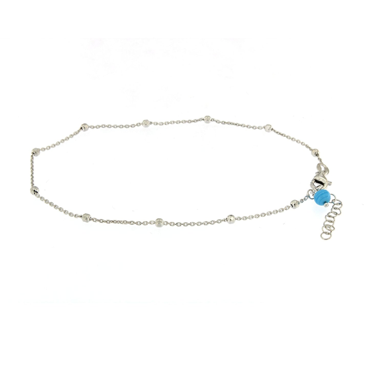 TOBILLERA DE PLATA BOLITA TURQUESA