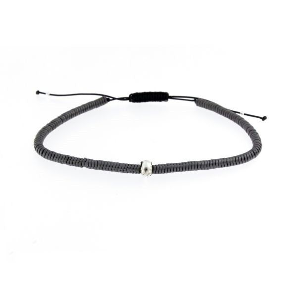 PULSERA HEMATITES CON CALAVERA 19CM