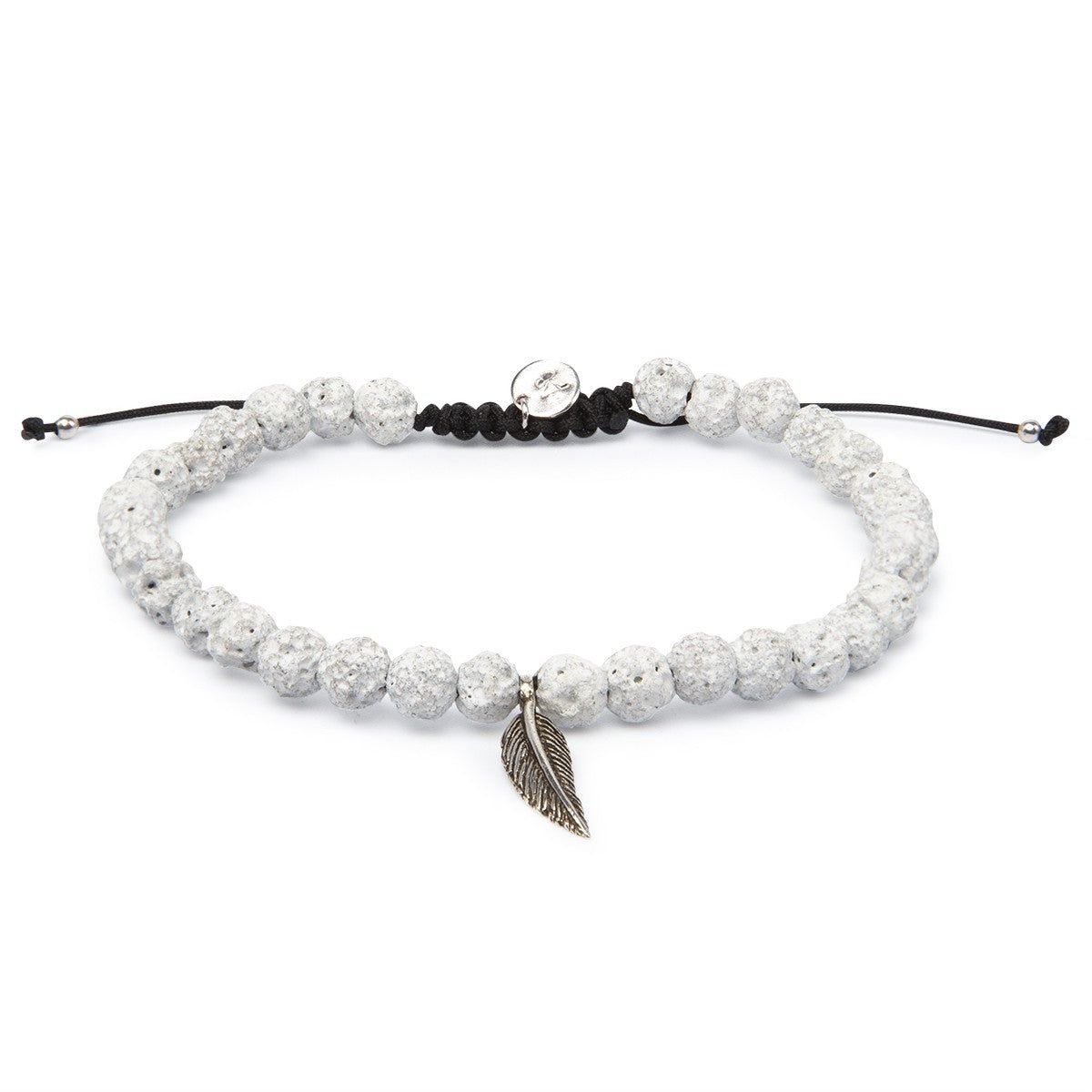 PULSERA PLATA Y PIEDRA LAVA EN BLANCO 16