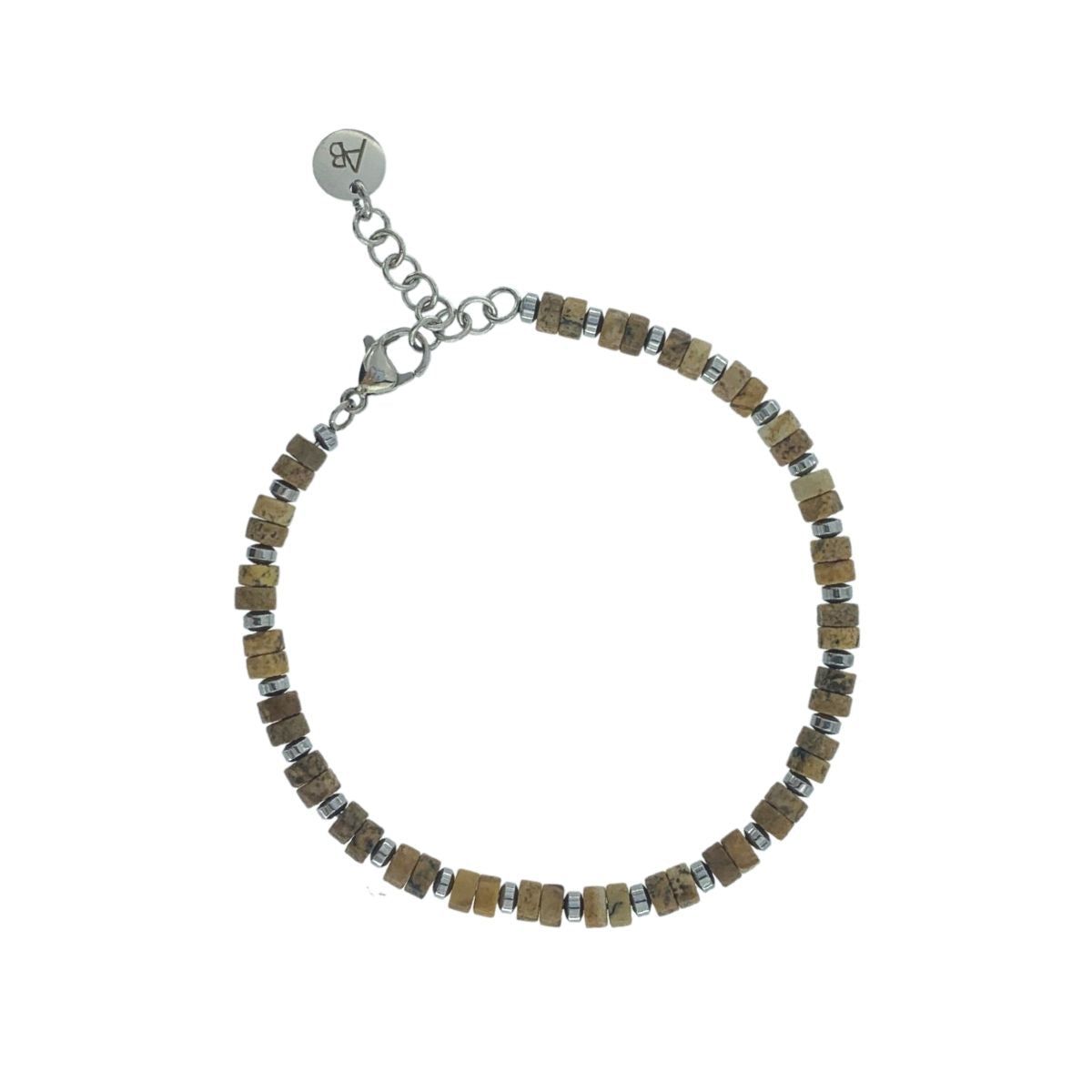 PULSERA DE ACERO Y PIEDRAS PAESINAS