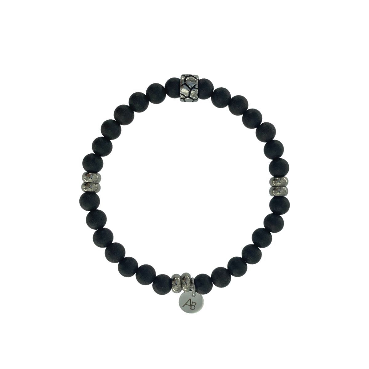 PULSERA DE MADERA NEGRA Y ACERO
