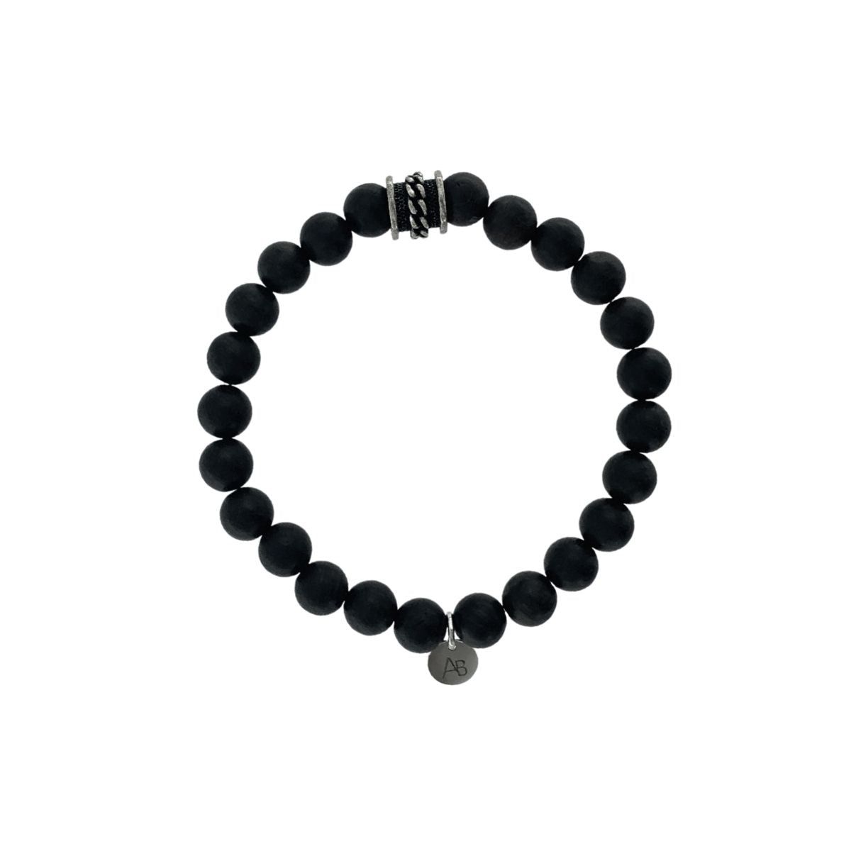 PULSERA DE MADERA OSCURA Y ACERO