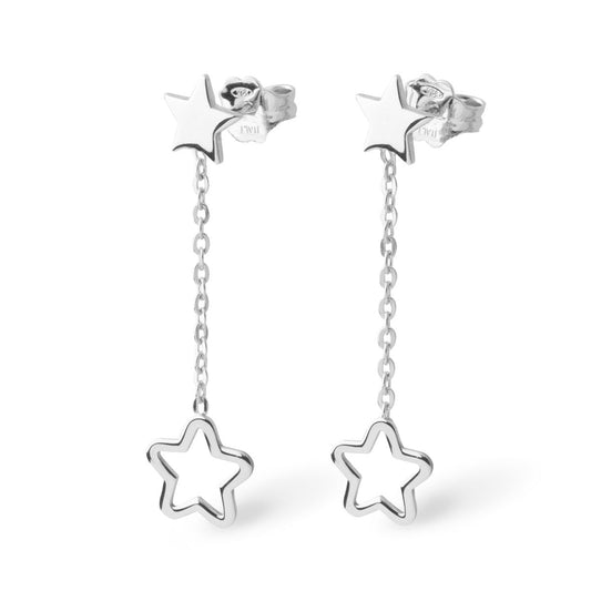 PENDIENTES LARGOS ESTRELLAS DE PLATA