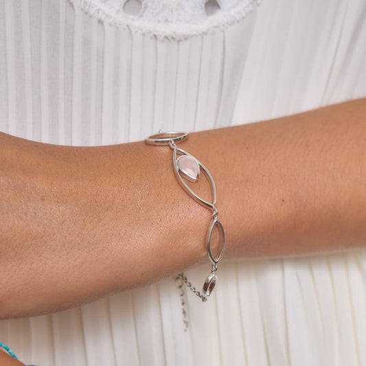 PULSERA PLATA CON CUARZO ROSA