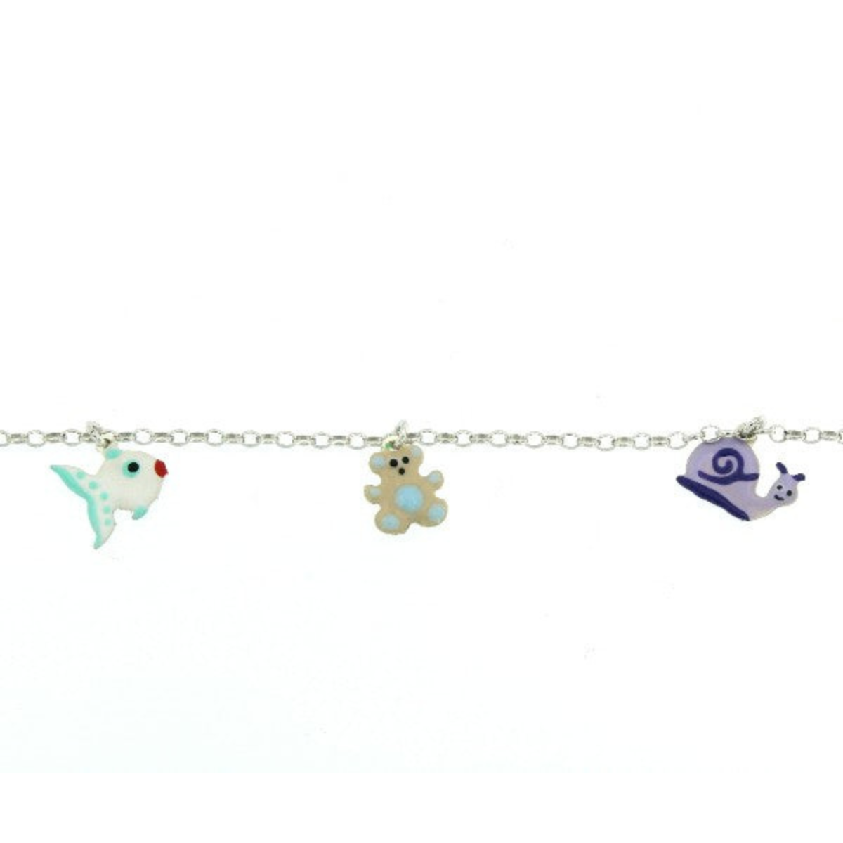 PULSERA KIDS  PLATA PEZ-OSITO-CARACOL