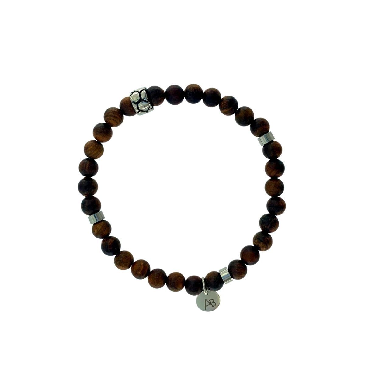 PULSERA DE MADERA MARRON Y ACERO