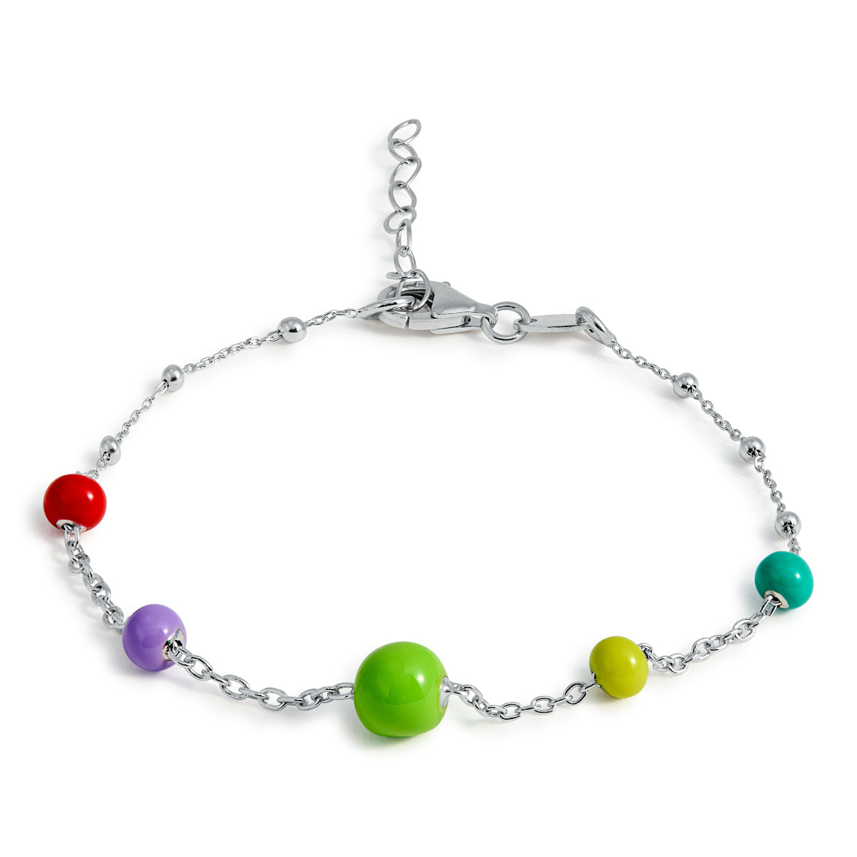 PULSERA 5 BOLITAS ESMALTADAS MULTICOLOR CLARO