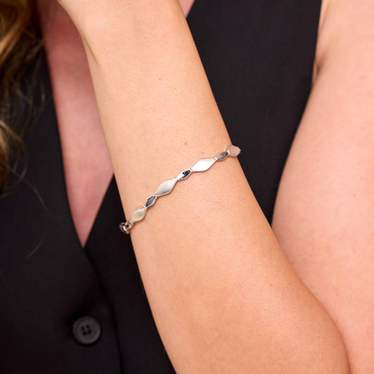 PULSERA DE PLATA ROMBOS MATE/BRILLO