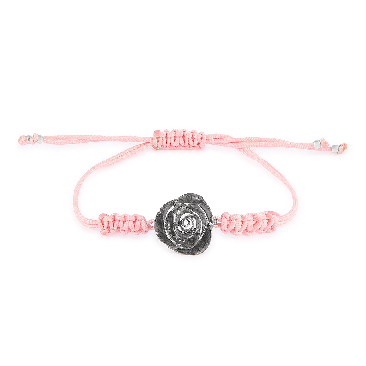 PULSERA MINI ROSA RODIO NEGRO CON CORDON